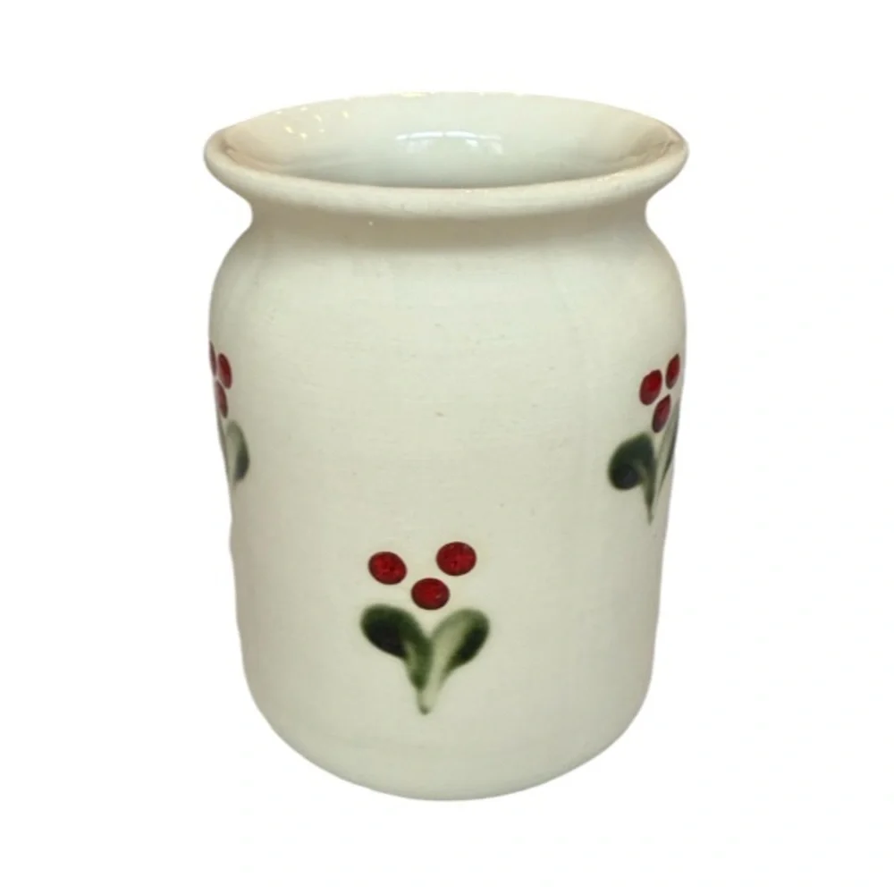 Vintage Gabriel Sweden Stengods Pottery Vase Handpainted Leaves and Berries